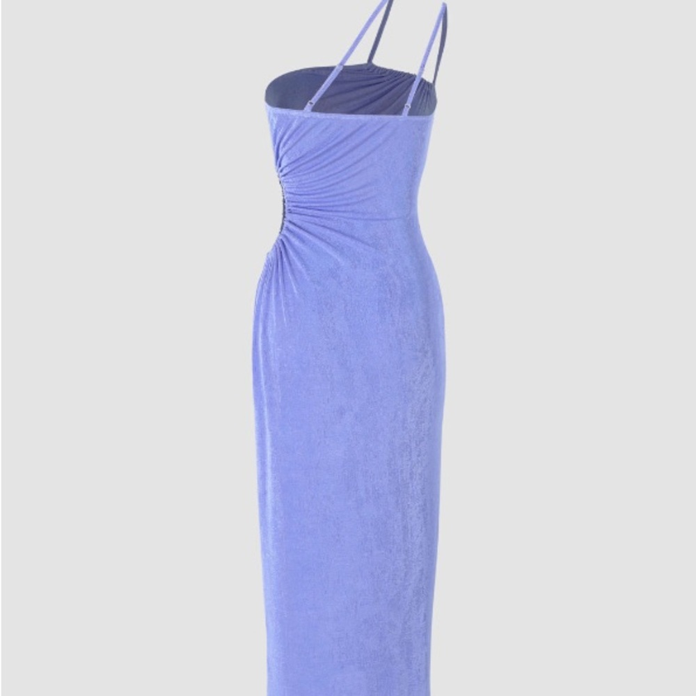 Cider Asymmetrical Cut Out One Shoulder Midi Dress Purple/Periwinkle Size Small - Picture 3 of 6